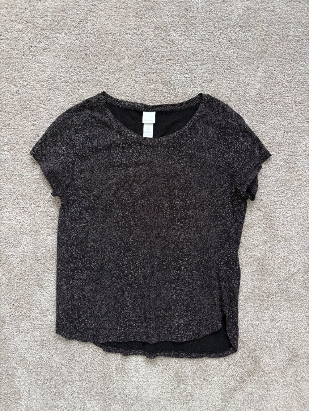 H&M Black & White Polka Dot Short Sleeve Top Medium | Office Layering Tee